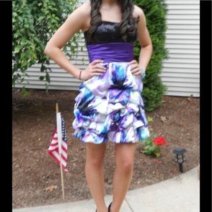 EUC Bubble Hem Dress, Black/Purple, sequins sz 5 juniors